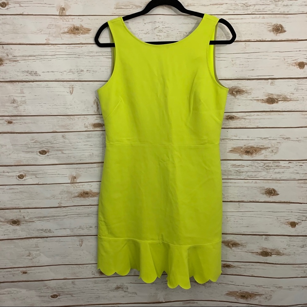 Women's Neon Yellow Sleeveless Scallop Hem Dress